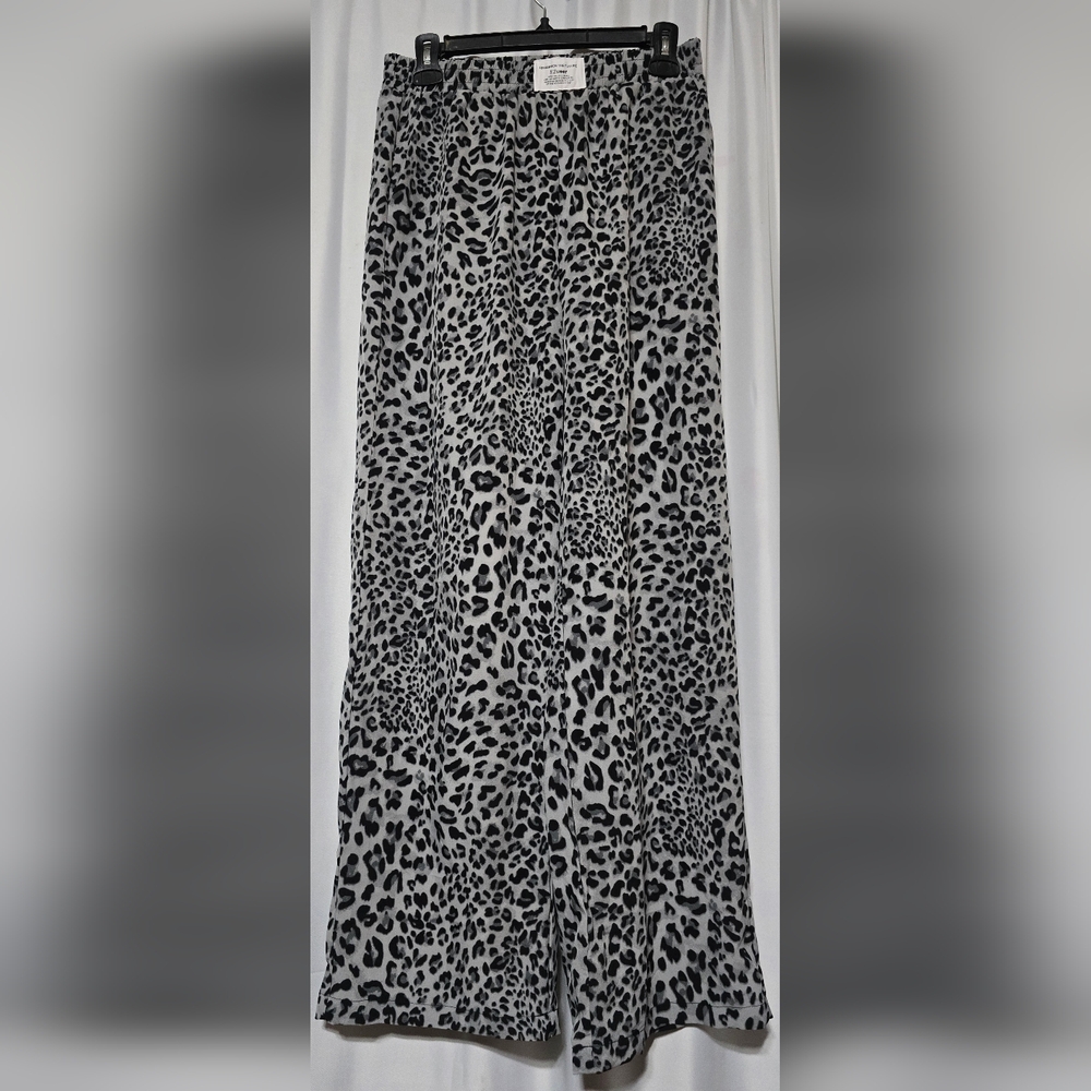 Womens Black & Gray Leopard Print Pants Semi Sheer Flowy Shein Size Small